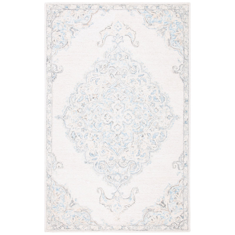 Wool and Cotton Oriental Indoor Rug, Rectangle 4' x 6'