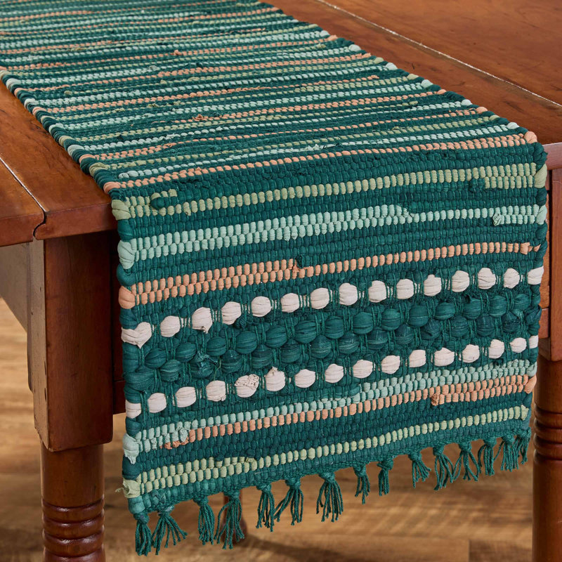 Rainforest Chindi Green Table Runner 13", 54" L x 13" W