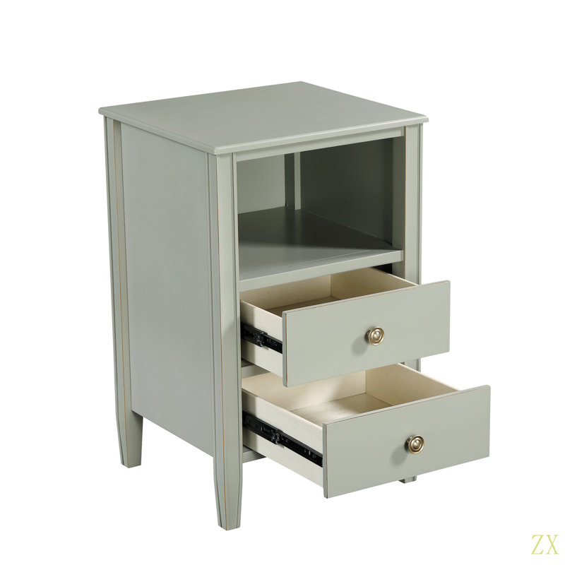 Table de chevet avec rangement à 2 tiroirs Winston, Gris