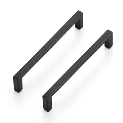 30 Pack Matte Black Cabinet Pulls, 5 Inch (128Mm) Hole Centre Slim Kitchen Handles, Square Drawer Pulls For Cabinets & Cupboards, Hardware