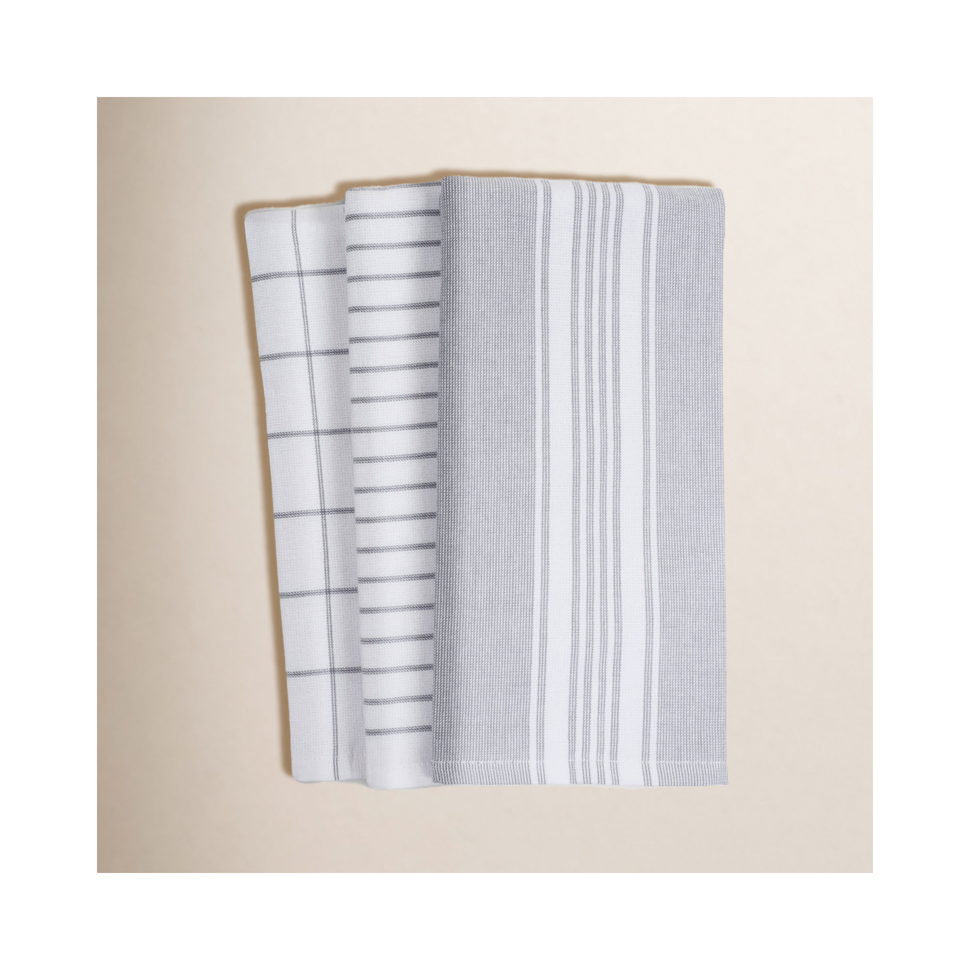 Damali Stripe Kitchen Towel Linen Set, Gray