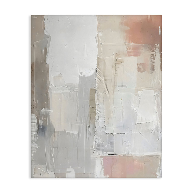 Toile abstraite neutre, design par Riley B, H 20 po x l 16 po