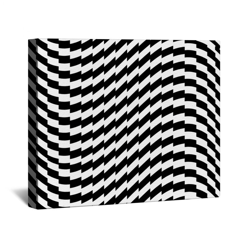 Toile tendue illusion optique noir et blanc dans de nombreuses tailles, 16 x 16 pouces
