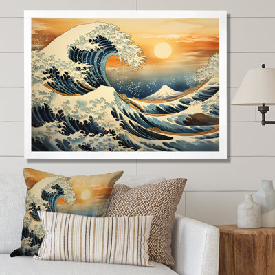 Chef-d'œuvre, la grande vague dorée - art mural au Japon