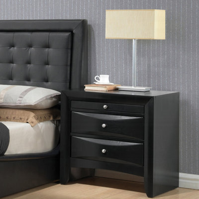 Table de chevet 1pc avec deux tiroirs de rangement et plateau de rangement en bois
