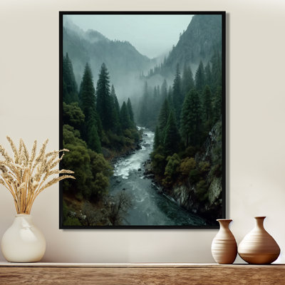 «Morning Mist In The Vancouver Mountains - Forest River Mountains», impressions sur toile, paysage vert