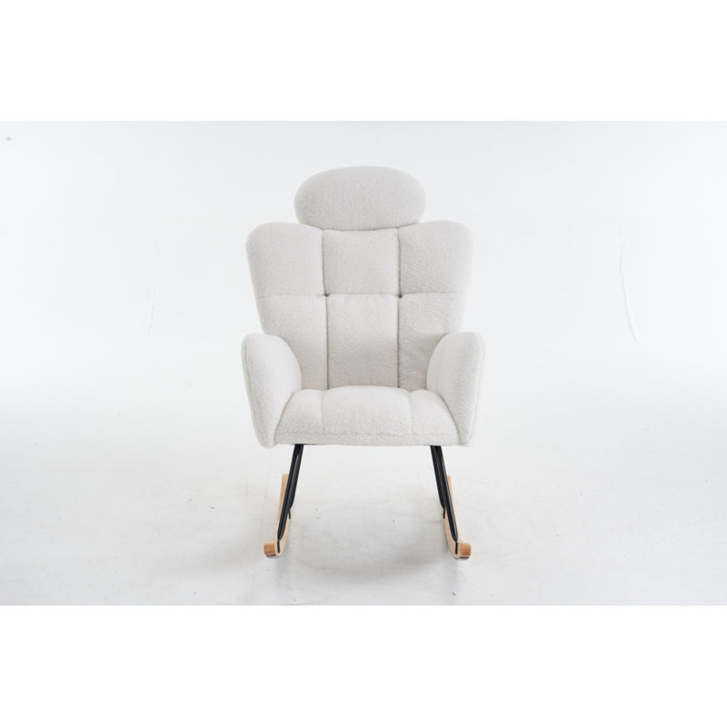 Fauteuil oscillant rembourré Teddy, Ivoire ivoire