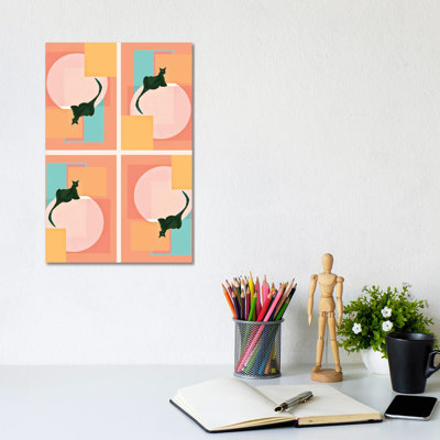 «Tangerine Geometric Jaguar», reproduction d'art sur toile encadrée