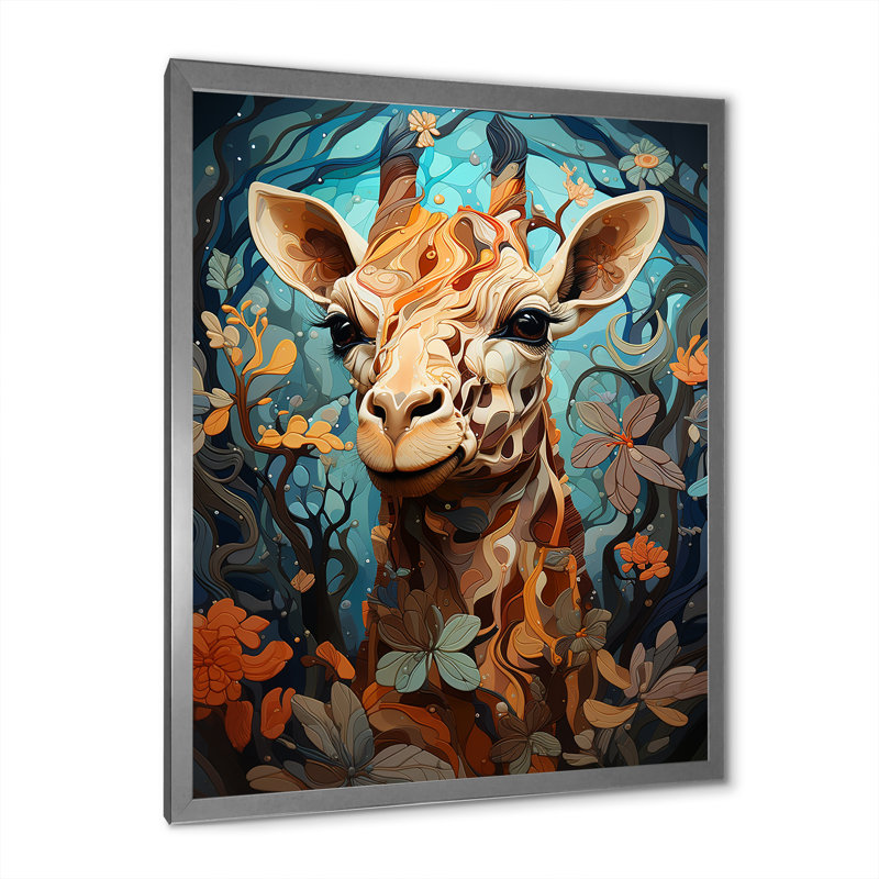 «Teal Fantasy Tall Tale» sur toile, Cadre simple argenté, H 44 po x l 34 po x P 1,5 po