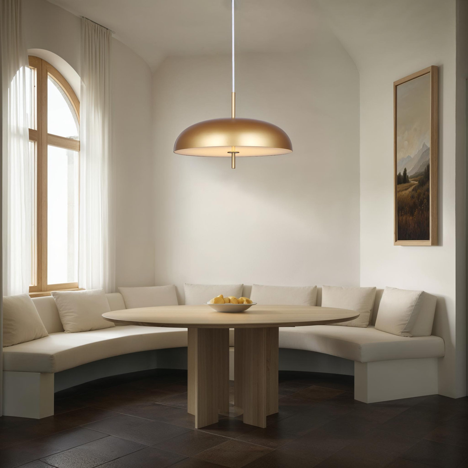 Brac Single Light Metal Dimmable LED Pendant, Gold