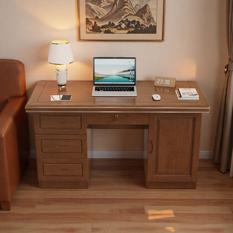 Bureau en bois d'hévéa massif importé, H 29,9 po x l 47,2 po x P 23,6 po