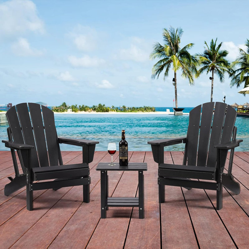 Table d'appoint extérieure à 2 niveaux, table de bout de patio robuste et résistante aux intempéries, table d'appoint solide de 16,5 pouces pour le patio, la piscine, le porche ou le balcon