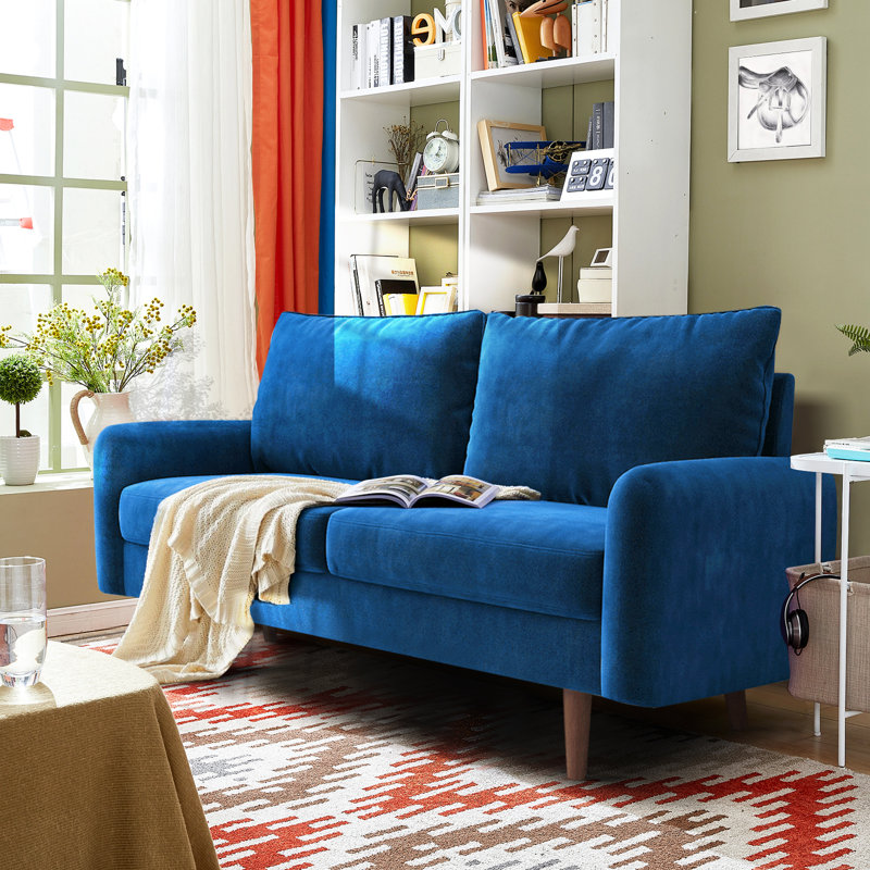 Causeuse Marick, Velours bleu espace, H 33,1 po x l 56,3 po x P 31,1 po