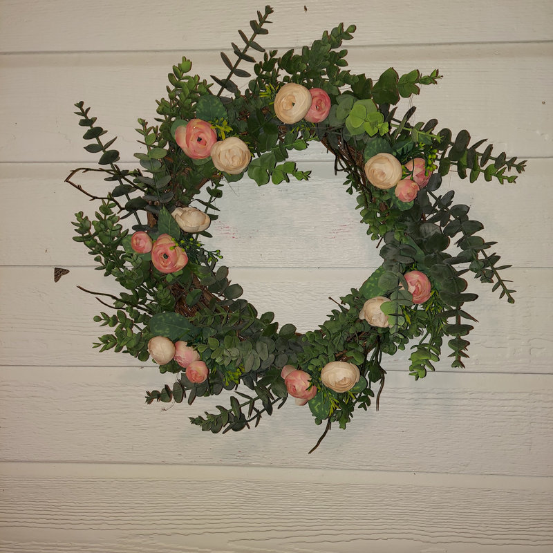 Couronne lumineuse 19 po Ranunculus and Eucalyptus