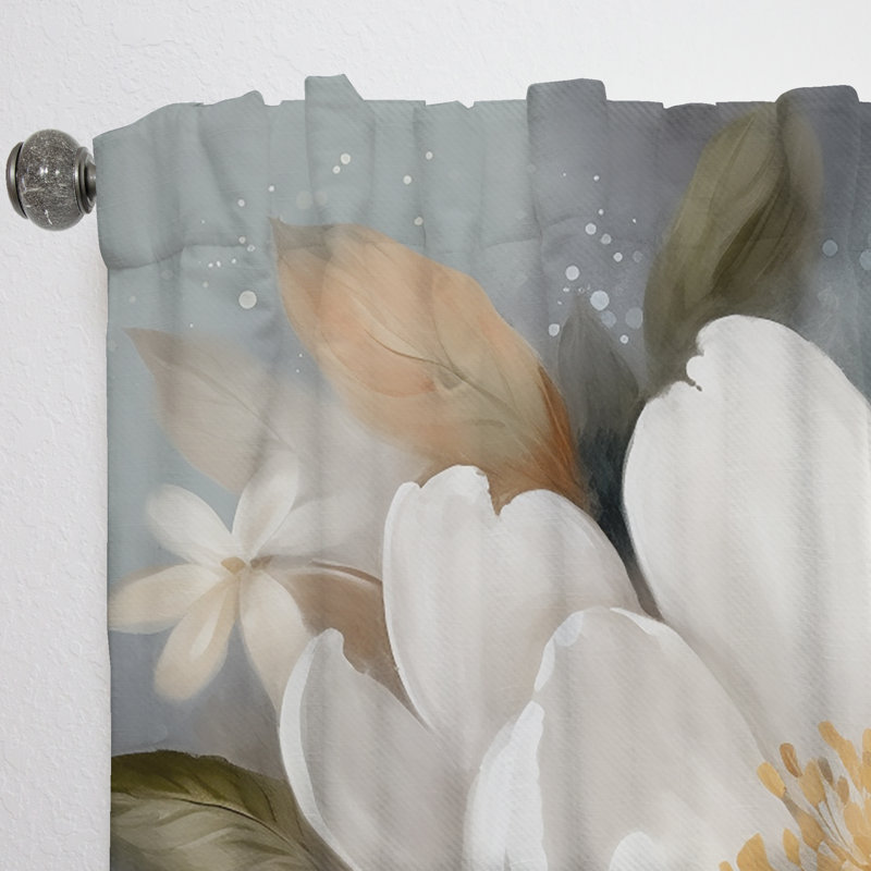 Fleur de pivoine blanche et vibrante - rideau en velours moderne - obscurcissant - 1 panneau, L 52 po x L 90 po