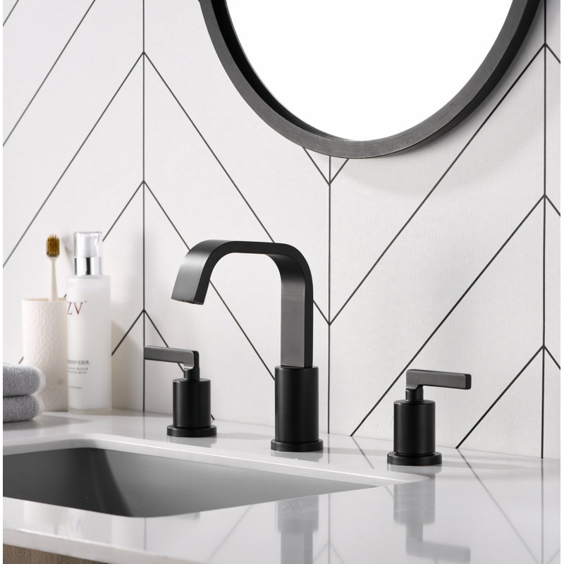 Dayani Two-Handle 6" to 10" Widespread Lavatory Bathroom Faucet with Drain Assembly - Matte Black, Matte Black