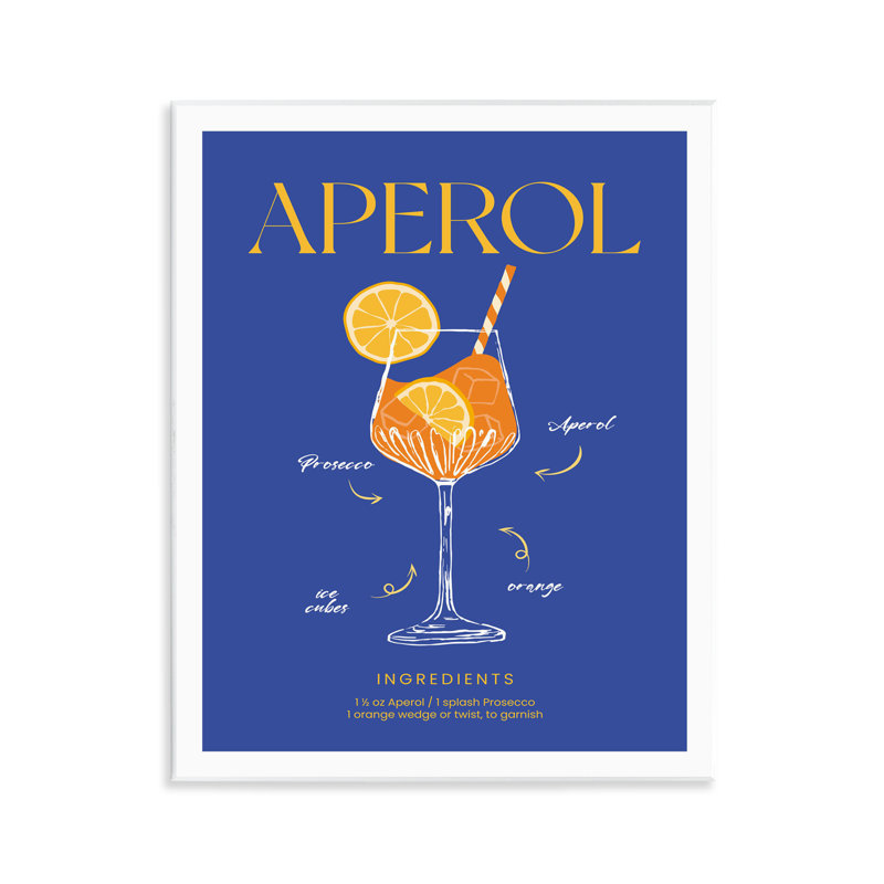 Art mural "Aperol Cocktail Recipe", par lettré et doublé