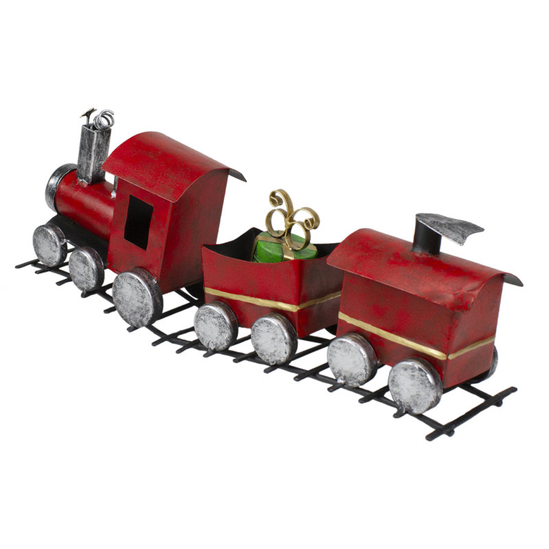 Décoration de Noël 15 "train en métal rouge et argenté 15 voitures