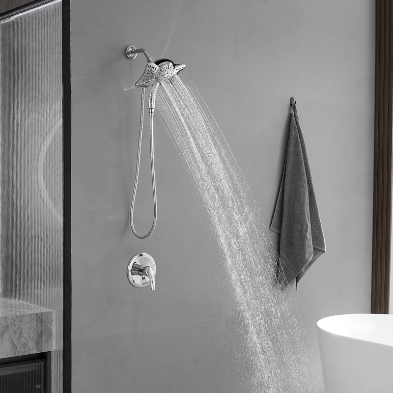 9-Spray Wall Mount Dual Shower Head And Handheld Shower Head Shower Faucet 1.8 GPM