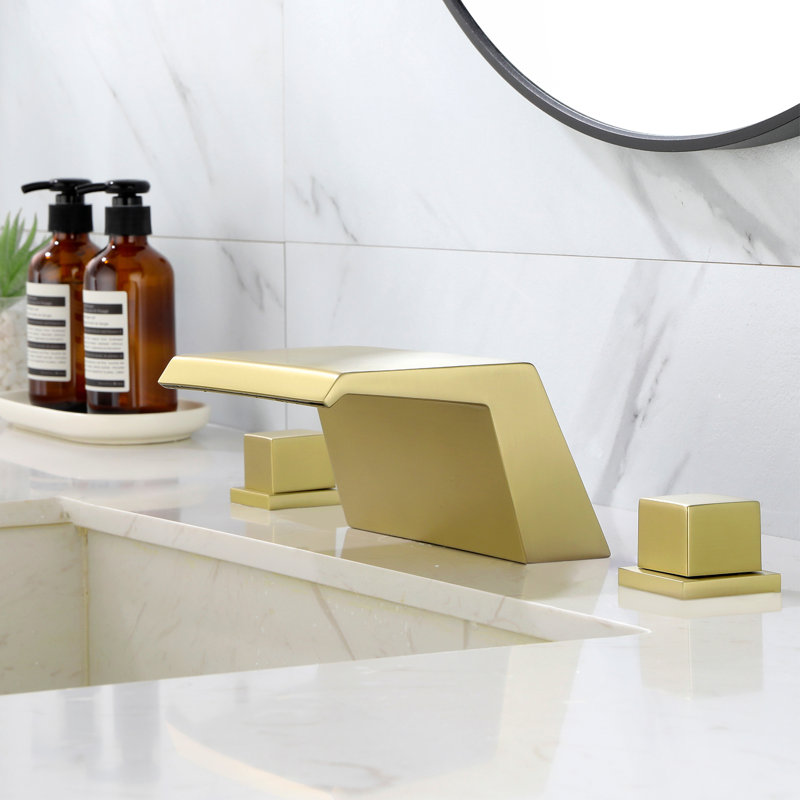 Widespread 2-handle Bathroom Faucet, Brushed Gold