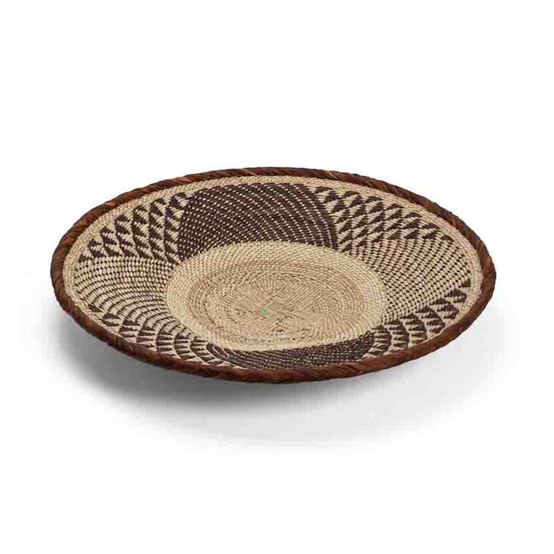 Tonga Two-Tone Handwoven Wall Basket, 13"-16" Diameter