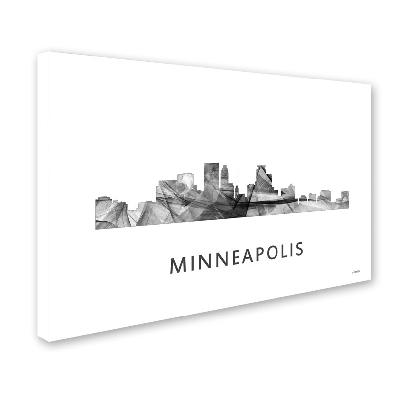 « minneapolis minnesota horizon wb-bw » par marlene watson, impression sur toile tendue, H 12 po x l 19 po x P 2 po