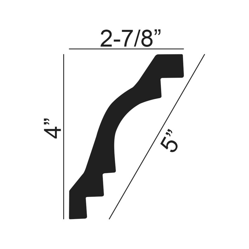 Moulure couronnée en polyuréthane uni 2-7 / 8 po x 4 po x 94-1 / 2 po, paquet de 39 pi