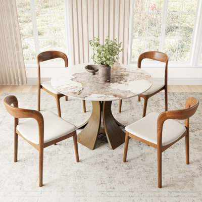 Aversa 43'' Modern Round Dining Table, Small Kitchen Table For Breakfast Nook, Apartment, 1-Step Easy Assembly