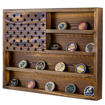LED Wall Mounted Us Flag Coin Display Case