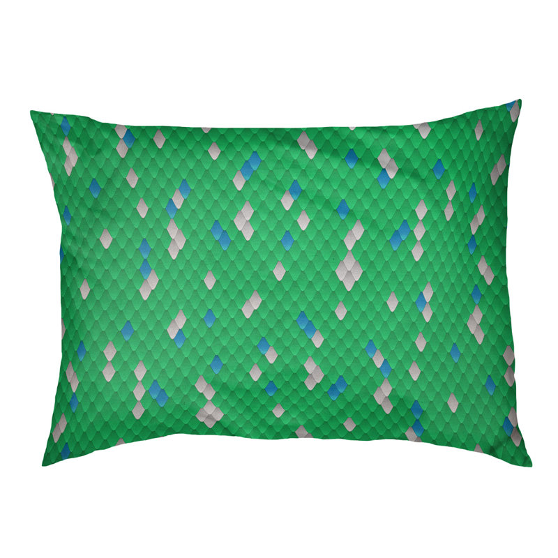 Coussin de lit pour chien à échelles serpent Byrge, Grand (l 50 po x P 40 po x H 7 po), Vert / Bleu, Molleton corail