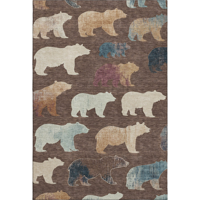 Premium Machine Washable Mayfield AMF2338 Lodge Rug, 10' x 14', Chocolate