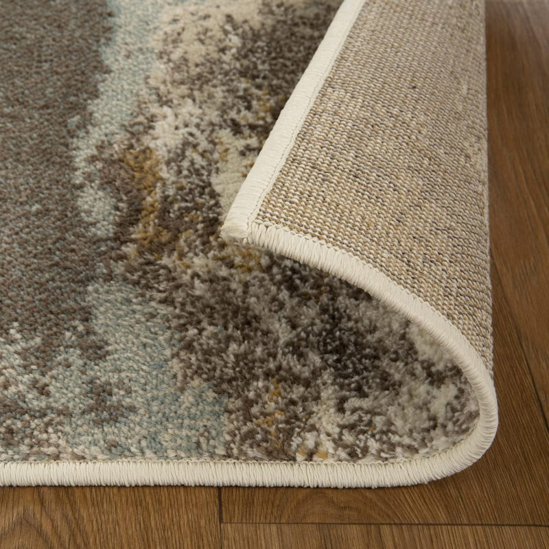 Tapis de couloir d'intérieur contemporain à motif floral abstrait 100% polypropylène Onyx, Tapis de couloir 2 pi 7 po x 8 pi
