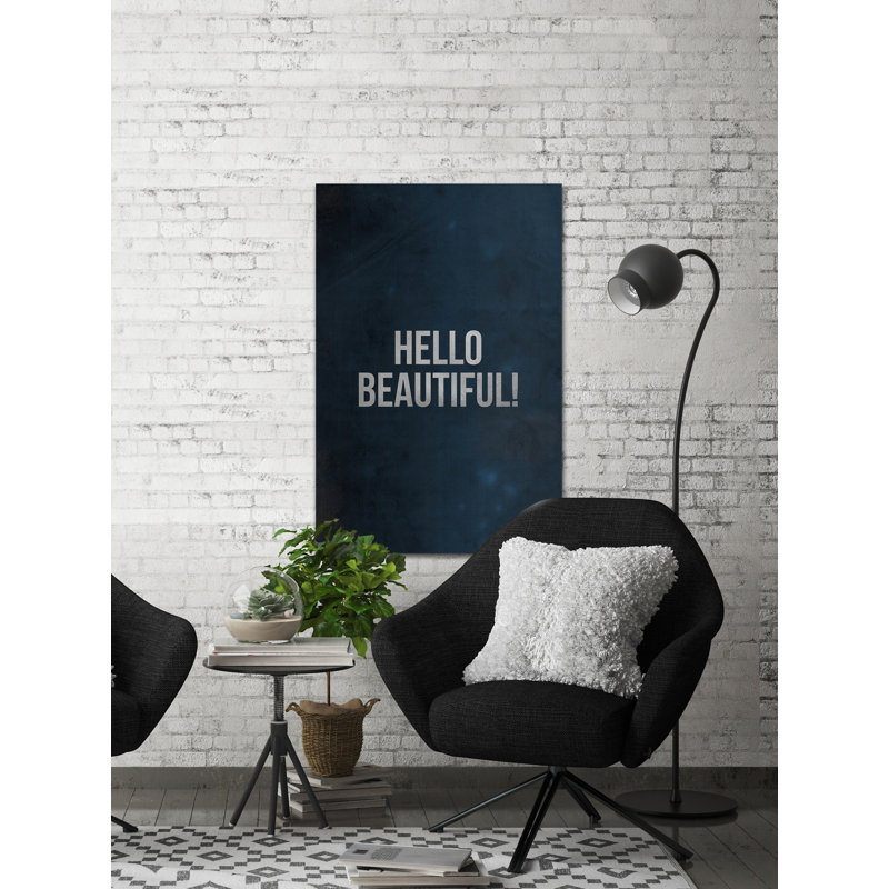 « Hello beautiful ! », art textuel sur toile tendue, H 18 po x l 12 po x P 1,5 po