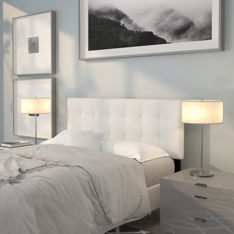 Tête de lit tapissier capitonnée Ciriaca, Double, Blanc