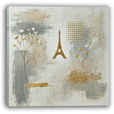 Impression sur toile Parisian Elegance - Tour Eiffel et accents dorés