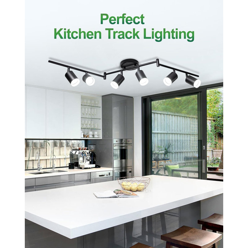 6 Ways Track Lighting, Rotatable Heads Track Light Kit
