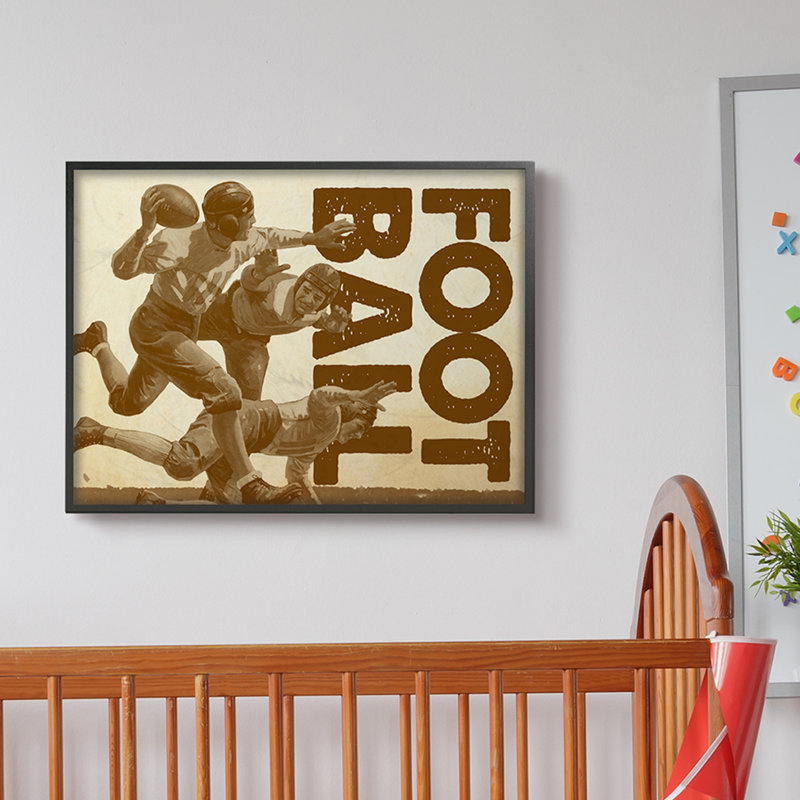 Rosenkranz, art de football neutre, H 11 po x l 14 po, Giclée encadrée noir minuit