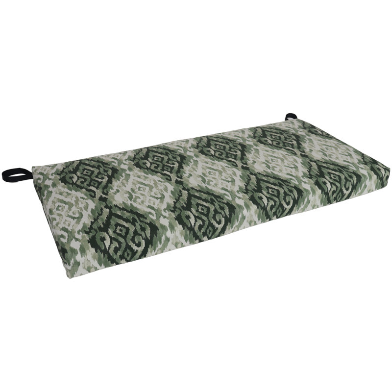Outdoor Loveseat Cushion, Green/Lakat Mineral Abstract, 42" W x 19" D