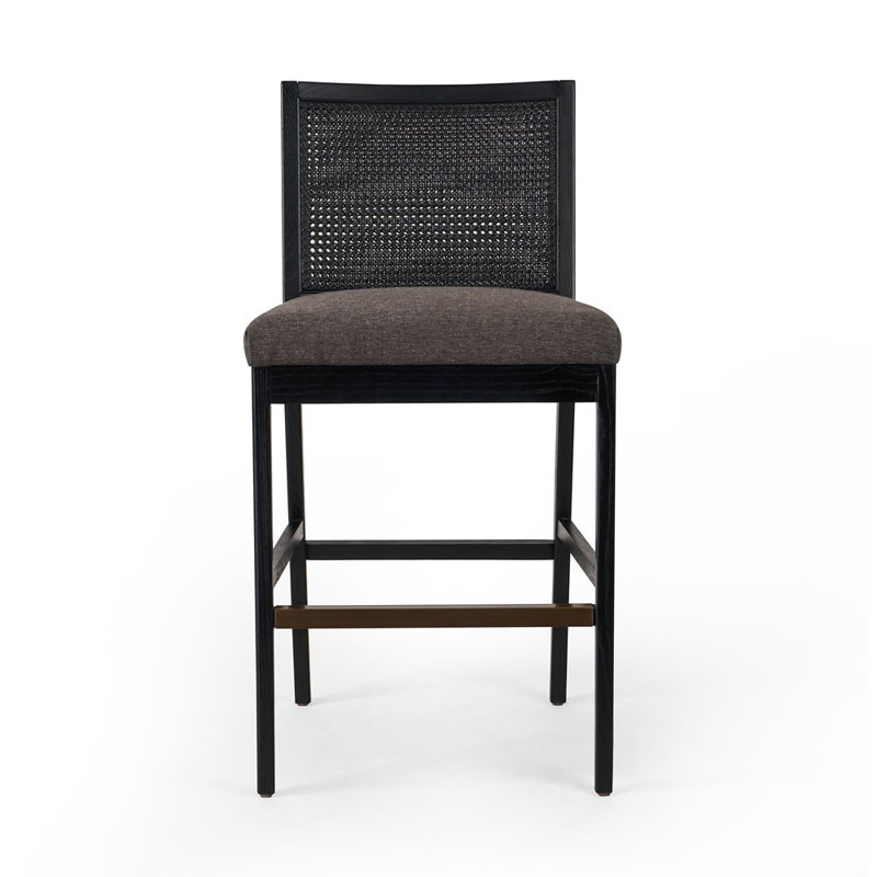Antonia Cane Armless Counter & Bar Stool, Bar Stool (31" Seat Height), Natural/Black