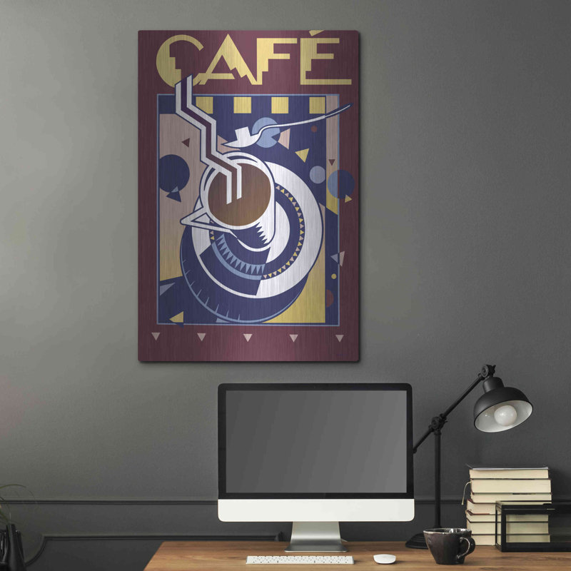 «Café» par David Chestnutt, art mural en métal, 24 po x 36 po