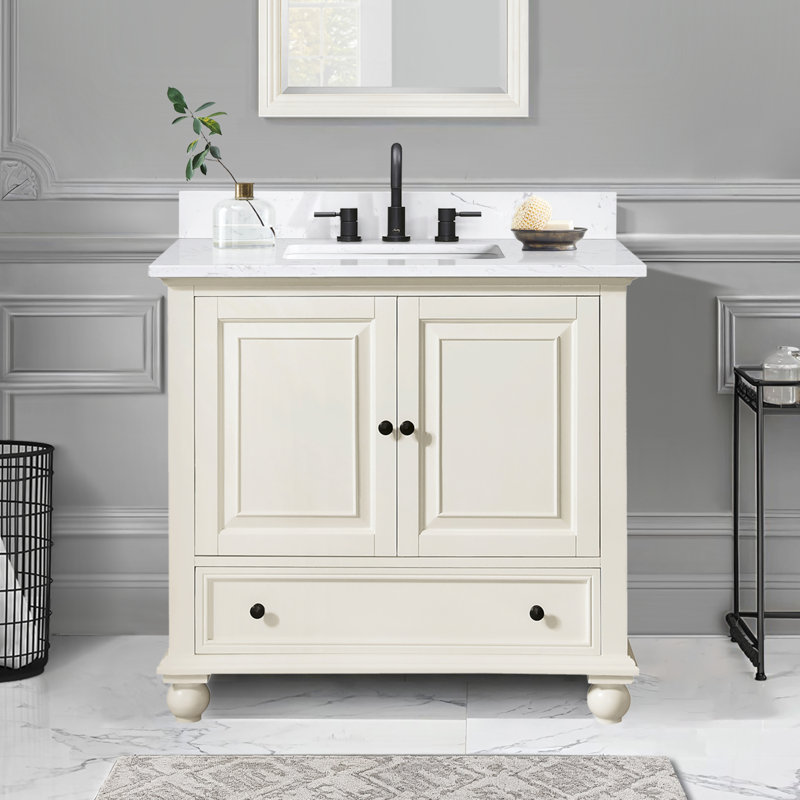 Ensemble de meuble-lavabo simple 37 po Samoset, Blanc français, Blanc cala