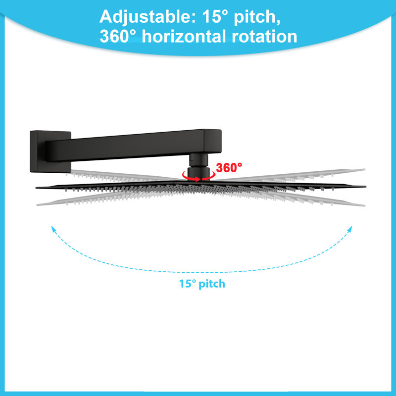 10 Inch Matte Black Stainless Steel Square Rain Shower Head