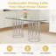 Ensemble de table et de chaises 7 pièces. Table de salle à manger ovale en verre trempé avec 6 chaises en plastique transparent-547930067-547930066-547930077