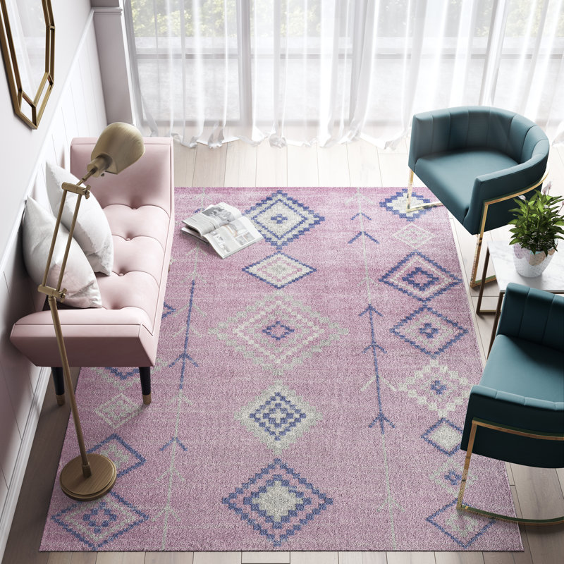Tapis rose tribal Bodrum, Rectangle 5 pi x 7 pi
