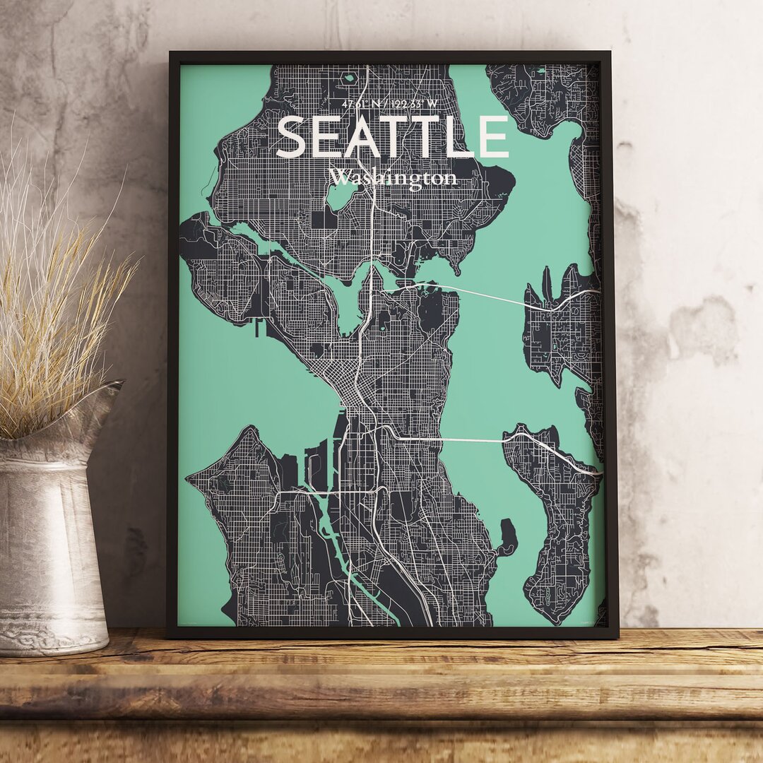 Grafikdruck Seattle Stadtplan