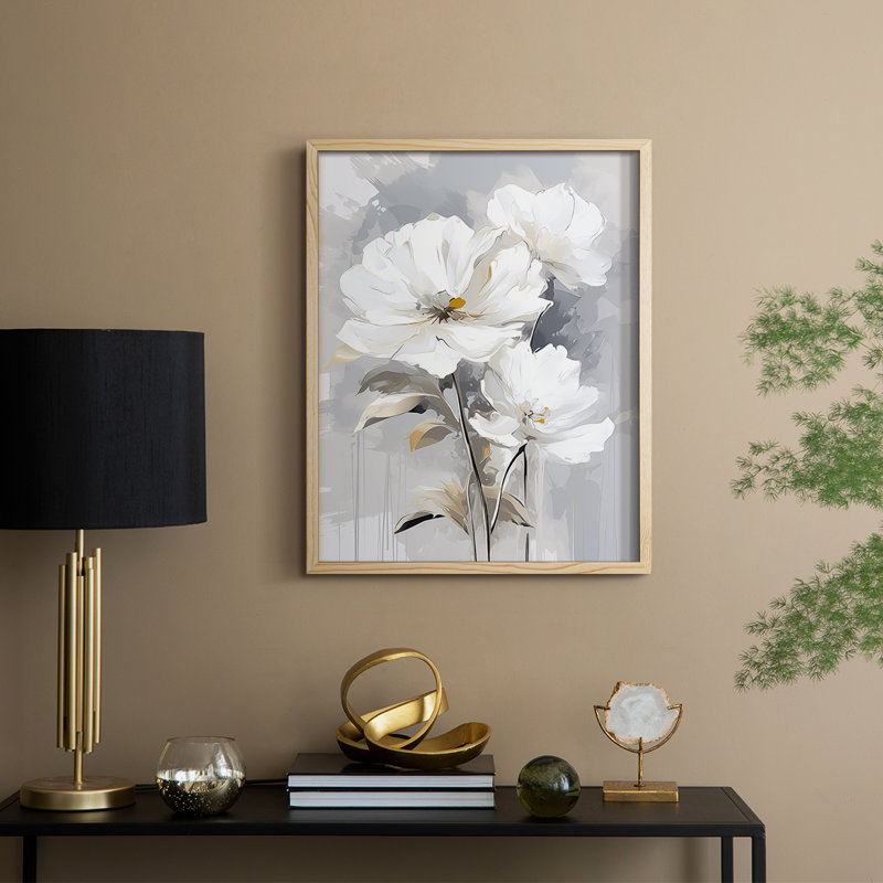 Reproduction encadrée FLORAL Series CDXLV - bois massif, H 21 po x l 17 po