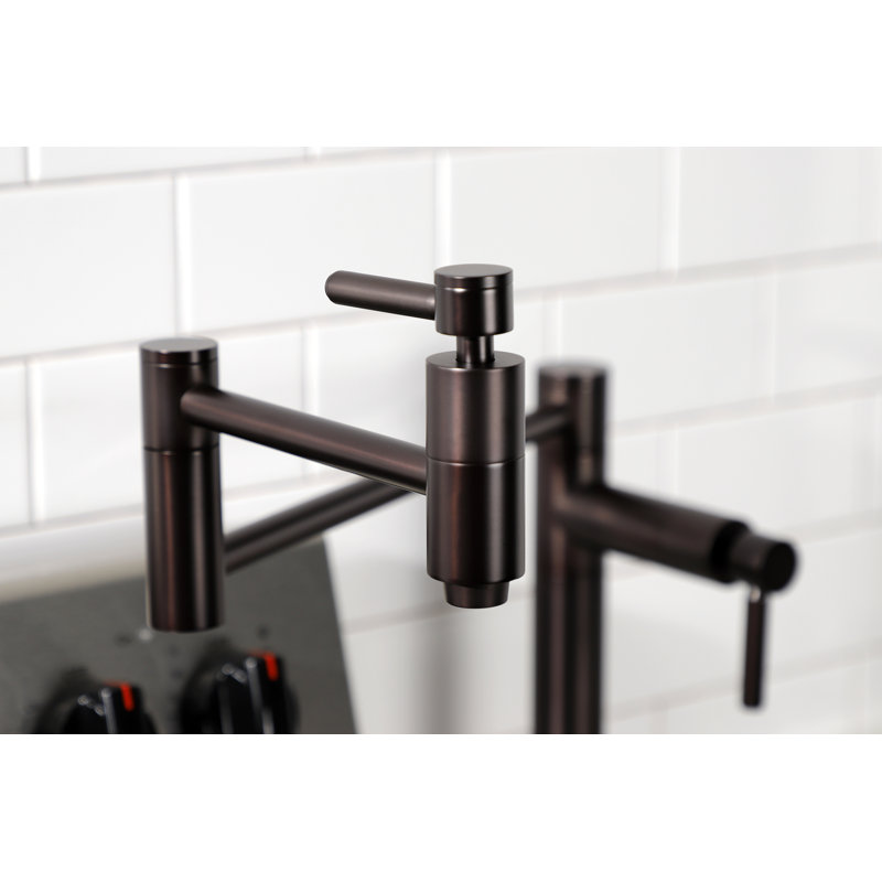 Kingston Brass Two-Handle 1-Hole Deck Mount Pot Filler Faucet, Lever Handle, Oil Rubbed Bronze