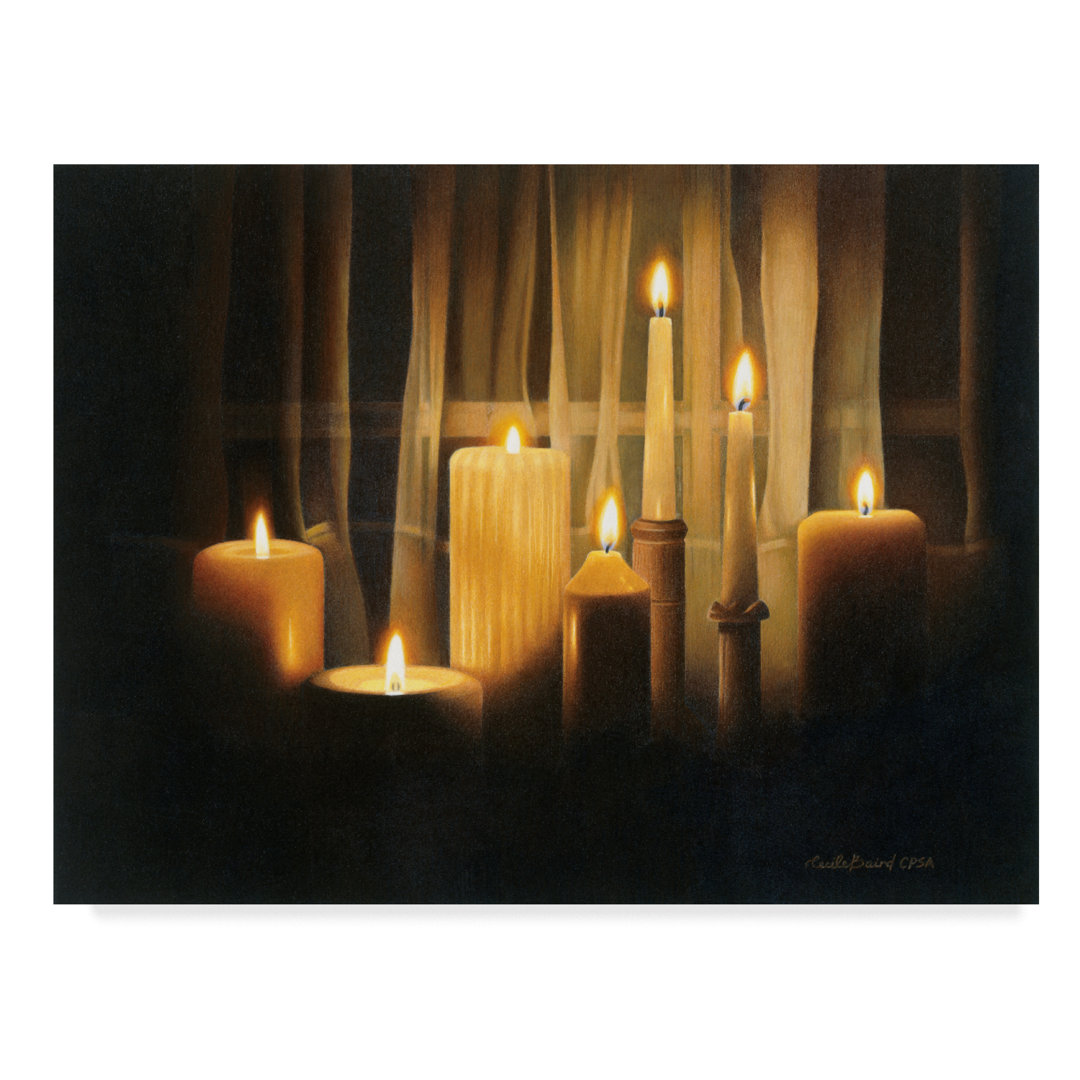 'Burning Bright Large Candles' Oil Painting Print on Wrapped Canvas Astoria Grand 