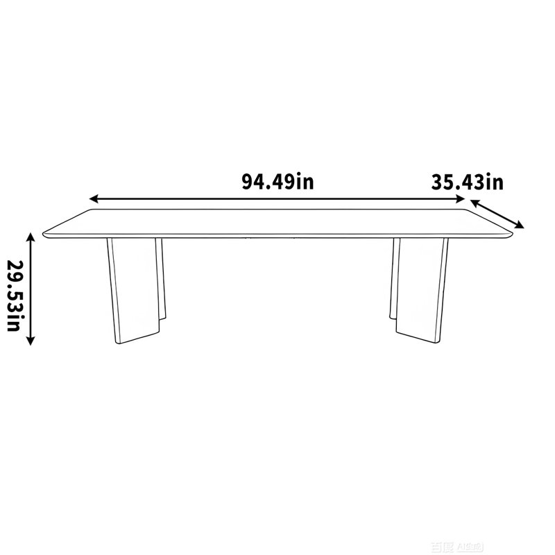 Bureau de travail en bois massif avec finition carbonisée et ronde, H 29,53 po x l 94,49 po x P 35,43 po