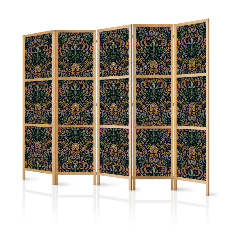 171cm H Solid Wood Folding Room Divider, Brown, 171cm H x 225cm W x 1.2cm D